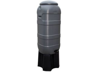 Kunststof regenton Slimline (Rainsaver) antraciet 100 liter op voet.