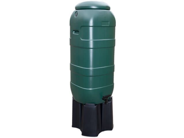 Kunststof regenton Slimline (Rainsaver) groen 100 liter op voet.