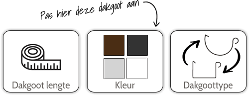 Dakgoot lengte, kleur en goottype aanpassen.